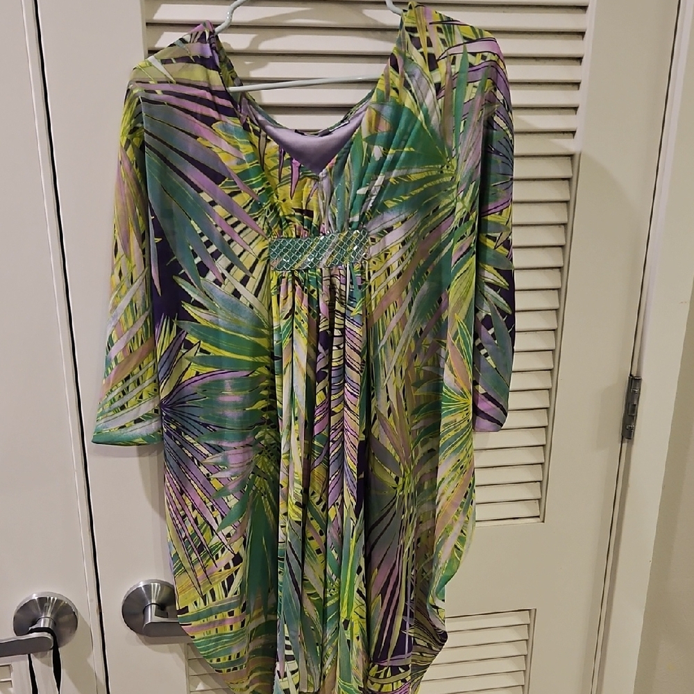 Colorful Tropical Print Kaftan